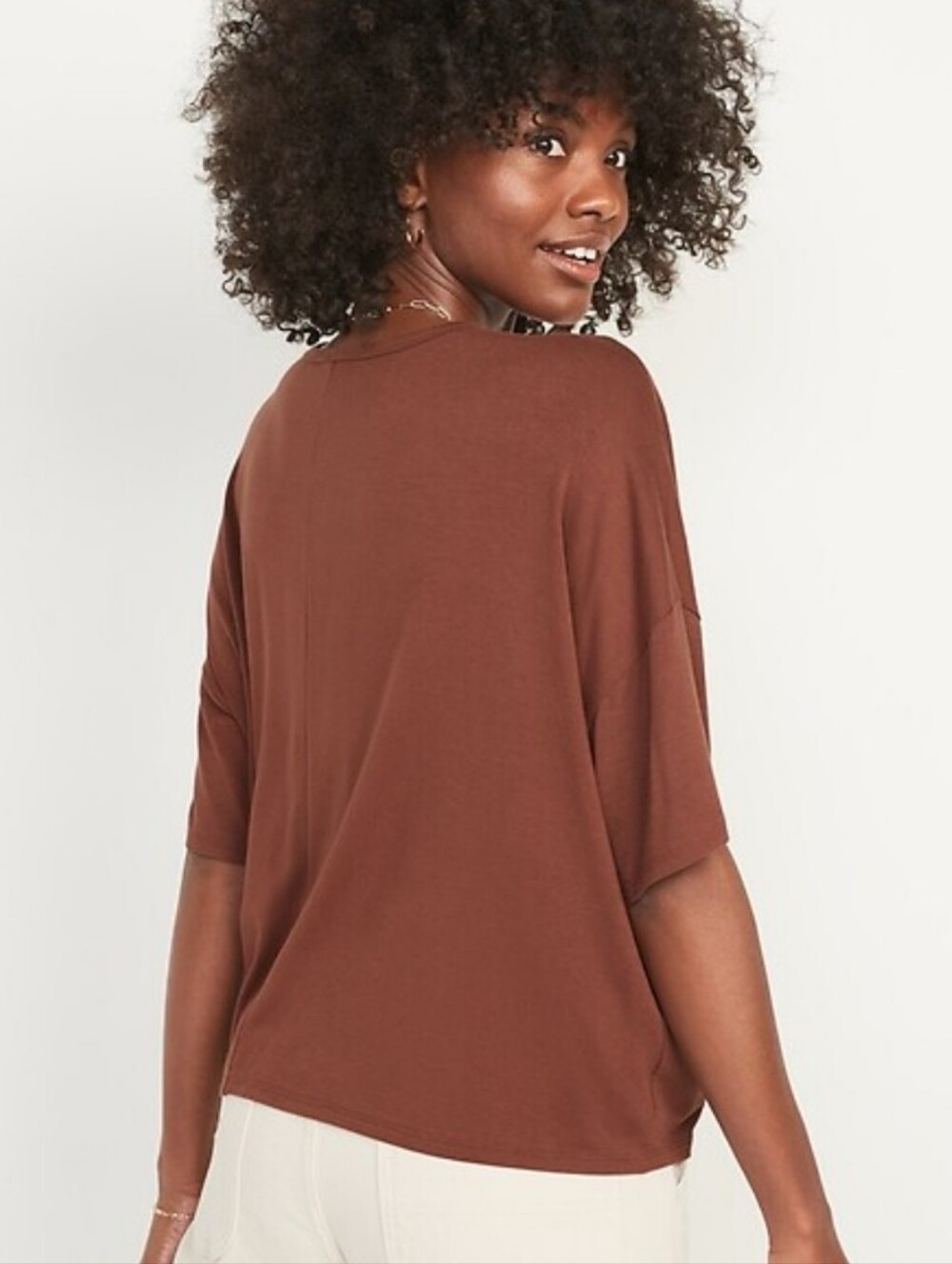 Short Sleeve Luxe Oversized Crop T-shirt - Picture 2 of 5